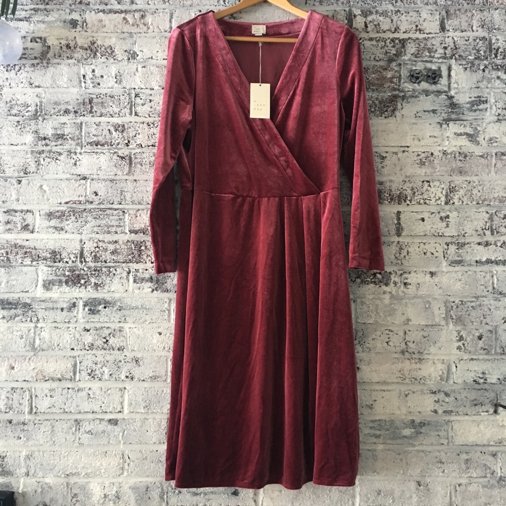 NWT- burgundy, velvet dress